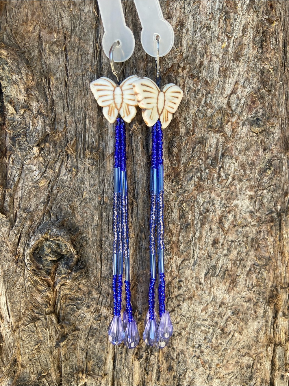 Butterfly Beaded Earrings in Blue